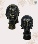 India Tribal Head Bust Statue Figurines, Hand Made Original Head Sculpture for Modern Home Decor brass