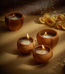 Rose Fragrant Candles in Terracotta Bowls