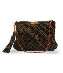 Black Hand Knotted Macrame Pouch with Shoulder Strap