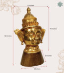 Brass Gauri Goddess Murti Idol Head Statue Figurine with Wood Base India Traditional Home Decor