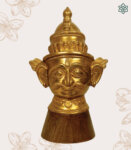 Brass Shiva Murti Idol Head Statue Figurine with Wood Base India Traditional Home Decor