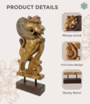 Wooden Indian Lion Sculpture - Yali Exclusive Table Top Décor