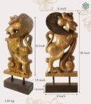 Wooden Indian Lion Sculpture - Yali Exclusive Table Top Décor