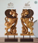 Wooden Indian Lion Sculpture - Yali Exclusive Table Top Décor