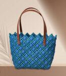 Beach Bag Hand Bag Plastic Medium Blue Tote Bag