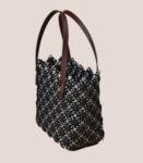 Beach Bag Hand Bag Plastic Medium Silver Black Tote Bag