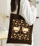 Gold Brown Pichwai Canvas Bag