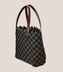 Hand Knotted Plastic Wire Silver-Black Tote Bag Large