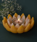 Pastel Orange Open Lotus Glitter Candle