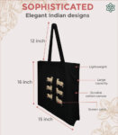 Black Cotton Shreenathji Print Tote Bag