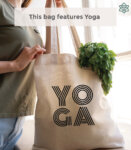 Beige Cotton Yoga Print Shopping Bag