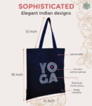 Navy Yoga Embroidered Canvas Shopper Tote Bag