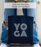 Navy Yoga Embroidered Canvas Shopper Tote Bag