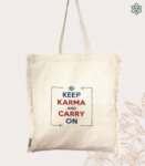 India Karma Slogan Embroidered Canvas Shopper Cream Tote Bag