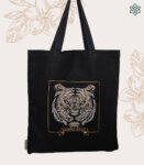 Tiger Embroidered India Canvas Shopper Tote Bag for Women and Girls