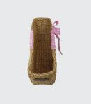 Handwoven Natural Reed Handbag, Summer Bag, Pink Ribbon on Straw Purse