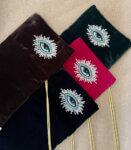 Dark Green Evil Eye Reusable Wine Bag