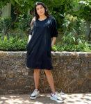 Black T-shirt Dress with India – Tiger Design for Women, Oversized T-shirt Dress