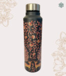 Kalamkari Deer Art Print Black Stainless Steel Water Bottle