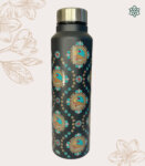 Madhubani Bird Art Print Black Stainless Steel Water Bottle