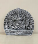 Terracotta Relief Sculpture of Goddess Durga with Silver Bronze Coating India Gift