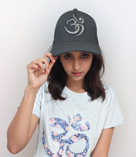 India Black – Grey OM Symbol Baseball Cap