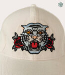 India Tiger Embroidery Baseball Cap – White Denim Caps for men and women