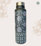 Floral Art Print Black Stainless Steel Water Bottle