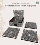 Graphic Leopard Art Print Souvenir Coasters (Set of 6)