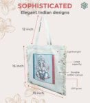 Lord Ganesha Art Cream Cotton Canvas Shopping Tote Bag