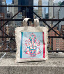 Lord Ganesha Art Cream Cotton Canvas Shopping Tote Bag