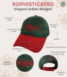 Green Embroidered India Karma Premium Suede Baseball Cap