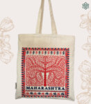 Maharashtra Warli Art Natural Cotton Canvas Cream Tote Bag