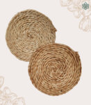 Hand Crafted Round Jute Coasters with Shells – Set of 4