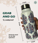 Mughal Paisley Art White Medium Stainless Steel Water Bottle