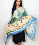 Krishna with Cows Soft Vegan Silk Stole Dupatta