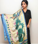 Krishna with Cows Soft Vegan Silk Stole Dupatta