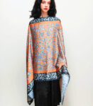 Orange Kalamkari Peacocks in a Garden Soft Vegan Silk Stole Dupatta