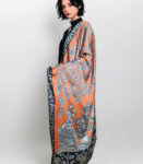 Orange Kalamkari Peacocks in a Garden Soft Vegan Silk Stole Dupatta