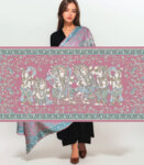 Pink Kalamkari Lord Ram in Durbar Soft Vegan Silk Stole Dupatta