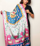 Shreenathji Pichwai with Cows Soft Vegan Silk Stole Dupatta