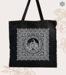 White printed Taj mahal Black bag