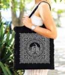 White printed Taj mahal Black bag