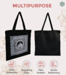 White printed Taj mahal Black bag