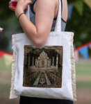 Taj mahal Brocade Canvas Tote Bag