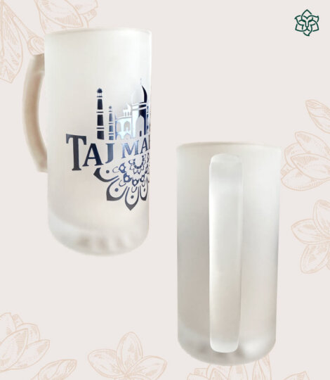 Taj Mahal Mandala Blue Glass Beer Mug