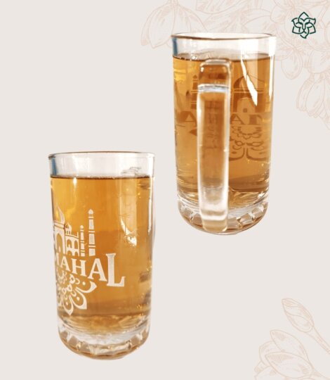 Taj Mahal Mandala White Glass Beer Mug