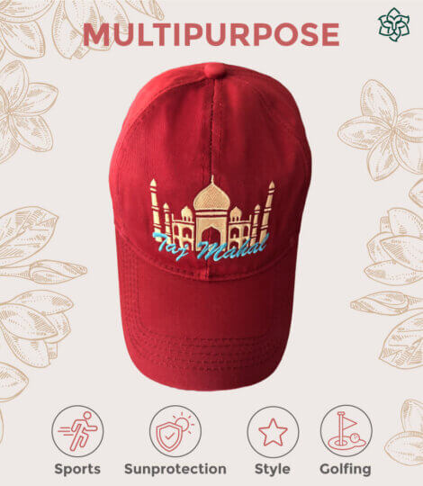 Taj Mahal Monument Maroon cap