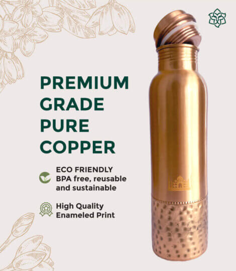 Plain Copper bottle with half hammer design