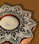 Wooden Mandala Tea Light Candle Holder Stand-Set Of 2